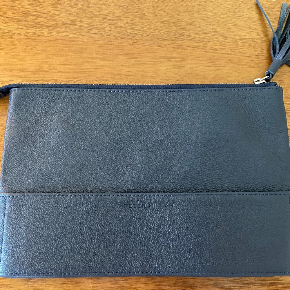 Peter Millar Leather Zip Pouch